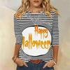 2024 New Women's Halloween Long Sleeve T-Shirt Spider Web Print Round Neck Casual Basic Loose Ladies Designer Tops