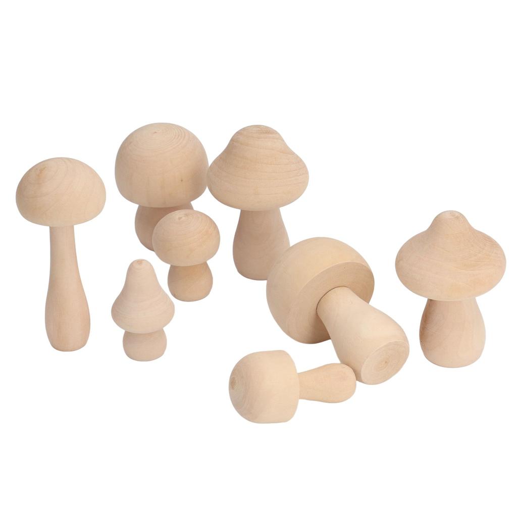 40pcs Unfinished Wooden Mushroom Unpainted Natural Wood Mushroom Decoration for DIY Decoration