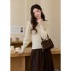 Women's Ruffle Trim Mock Neck Ribbed Knit Pullover