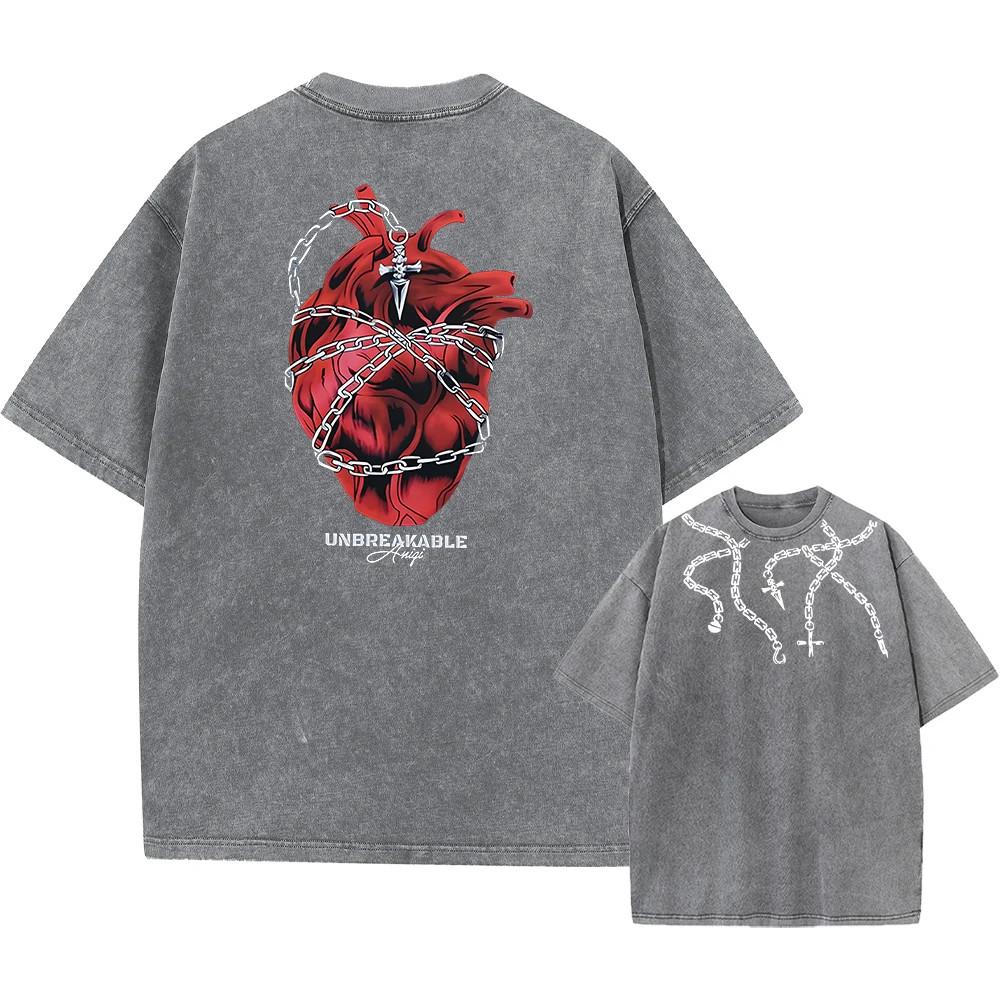 Hunter X Hunter Vintage Graphic TShirt Washed Cotton Hip Hop Tee Unisex