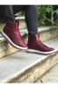 Men's Fashion Faux Leather Flat Heeled Boots Bootie Boots Burgundy Shoes