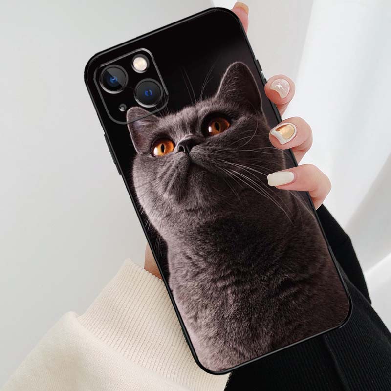 Beautiful Grey British Shorthair Cat Case For iPhone 12 13 Mini 13 11 12 14 Pro Max XS X XR 6S 7 8 Plus SE 2020 Silicone Cover