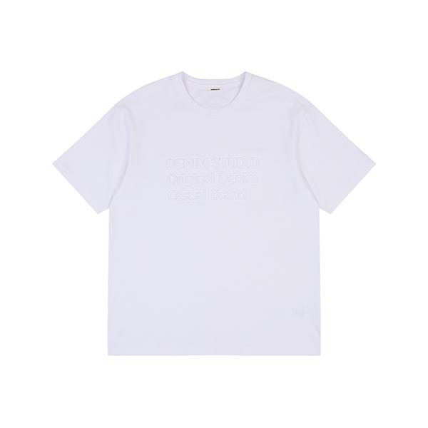 Jambangi Men S Embossed Print Ponte Short Sleeve T-Shirt Ao2Wts405-Wh White/95