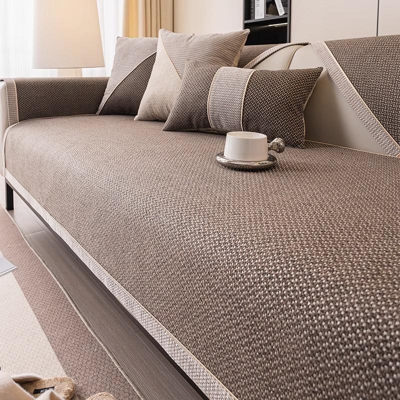 

Подушка для дивана из имитации конопли, универсальная для всех сезонов, 2025 новинка, нескользящая подушка для сиденья, чехол для дивана с защитой от царапин кошек, покрывающая ткань 110*210cm