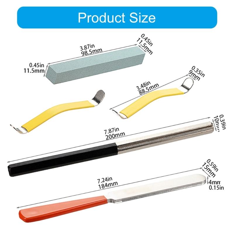 Pack of 5 Professional Fret Maintenance Set Including Fine Crowning File String Distributor for Instrument Repair