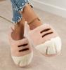 Fashion New Furry Kitty Cat Paw Slippers Woman Warm Winter Home Mules Slides Ladies Fuzzy Slippers Funny Fluffy Animal Claw Indoor Shoes