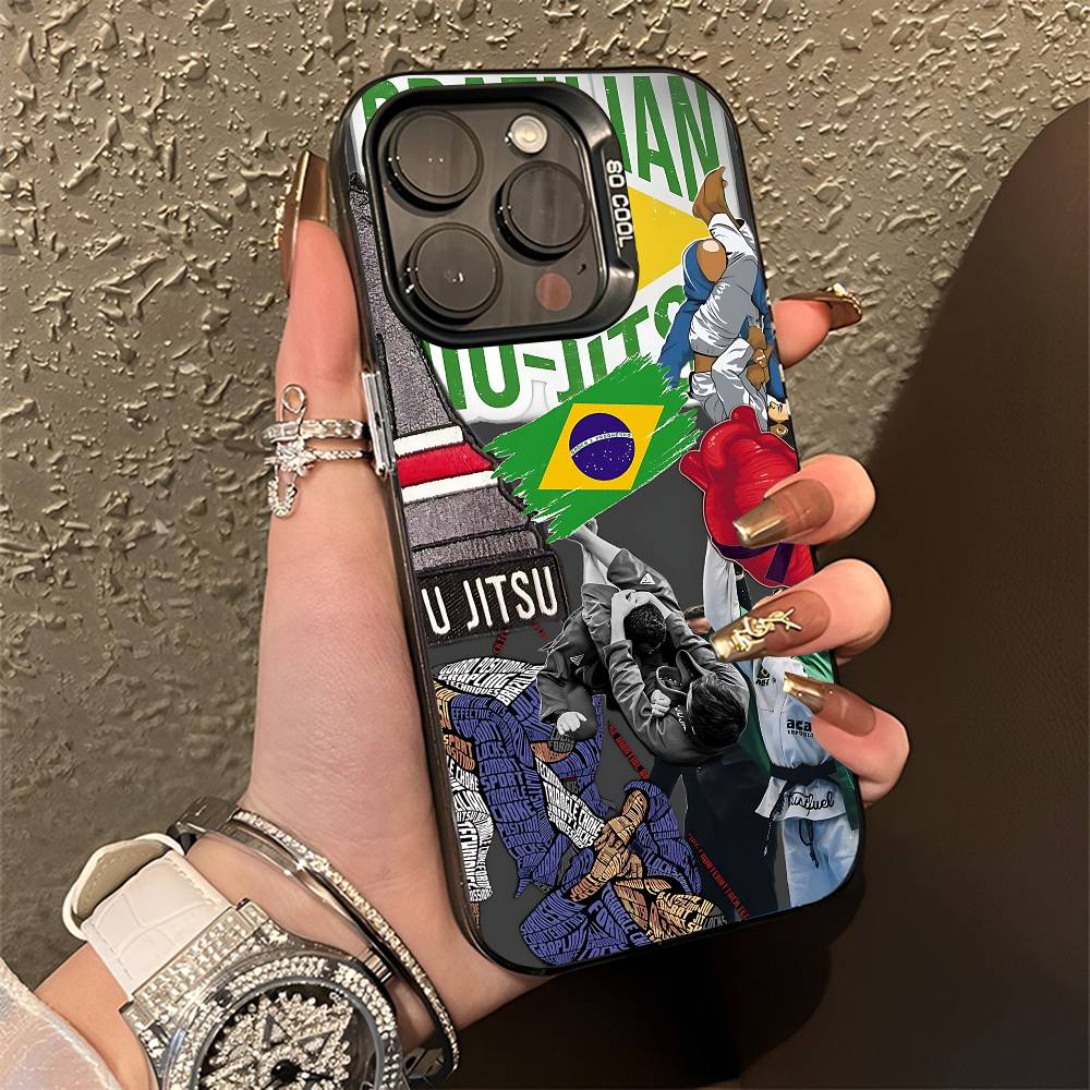 Brazilian Jiu Jitsu BJJ Phone Case For iPhone 15,17,11,14,13,16,12,E,Max,Plus,Air,Pro,Mini Black Matte Cover