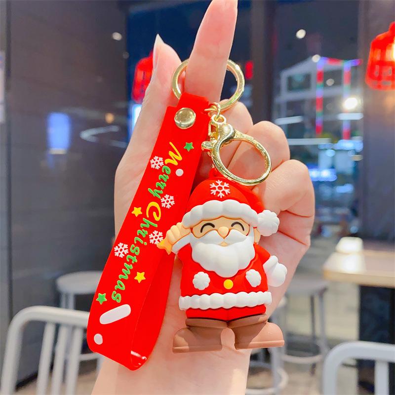 Cartoon Cute Santa Keychain Pendant Car Key Chain Schoolbag Pendant Christmas Gift