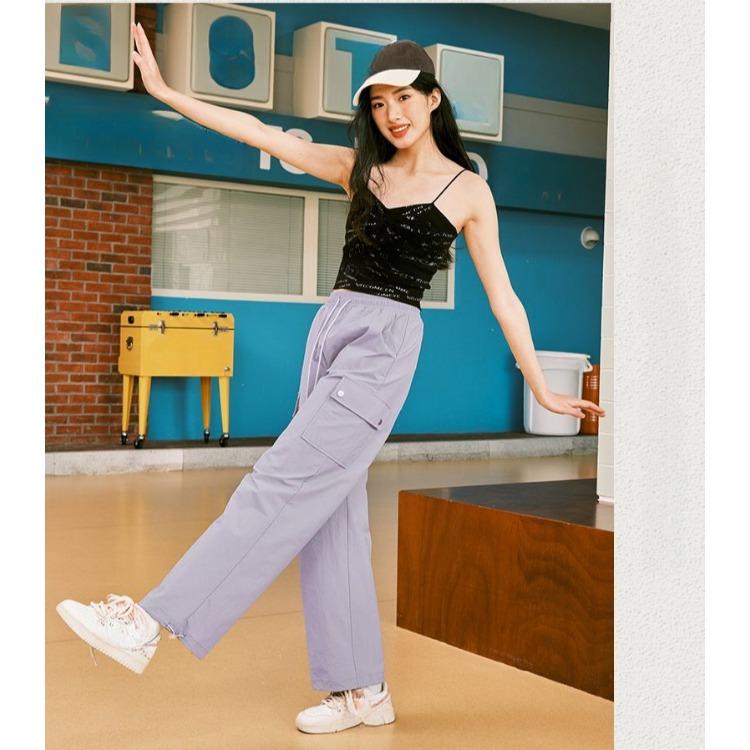 Women's High Waist Purple Workwear Pants Spring Summer Quick Dry Pants Petite American Leisure Sports Pants