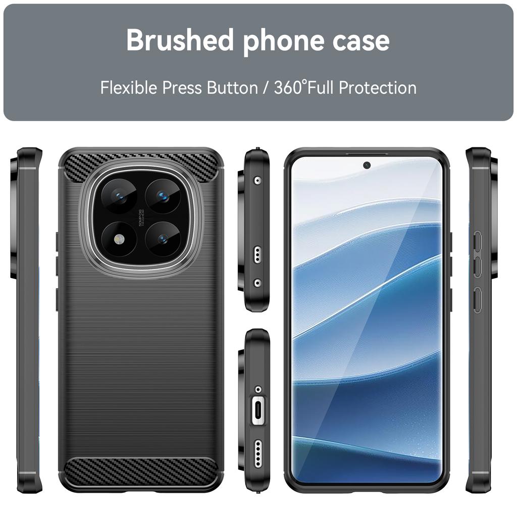For Xiaomi Redmi Note 14 Pro+ 5G Case Carbon Fiber Texture TPU Brushed Phone Cover