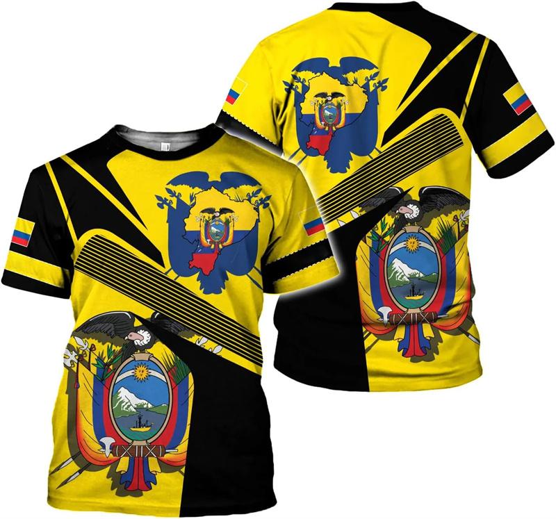 Ecuador Flag Men T Shirt 3D Print Quick Dry Soccer Tee Breathable Short Sleeve Oversized Sports Summer Casual Fashion Tops