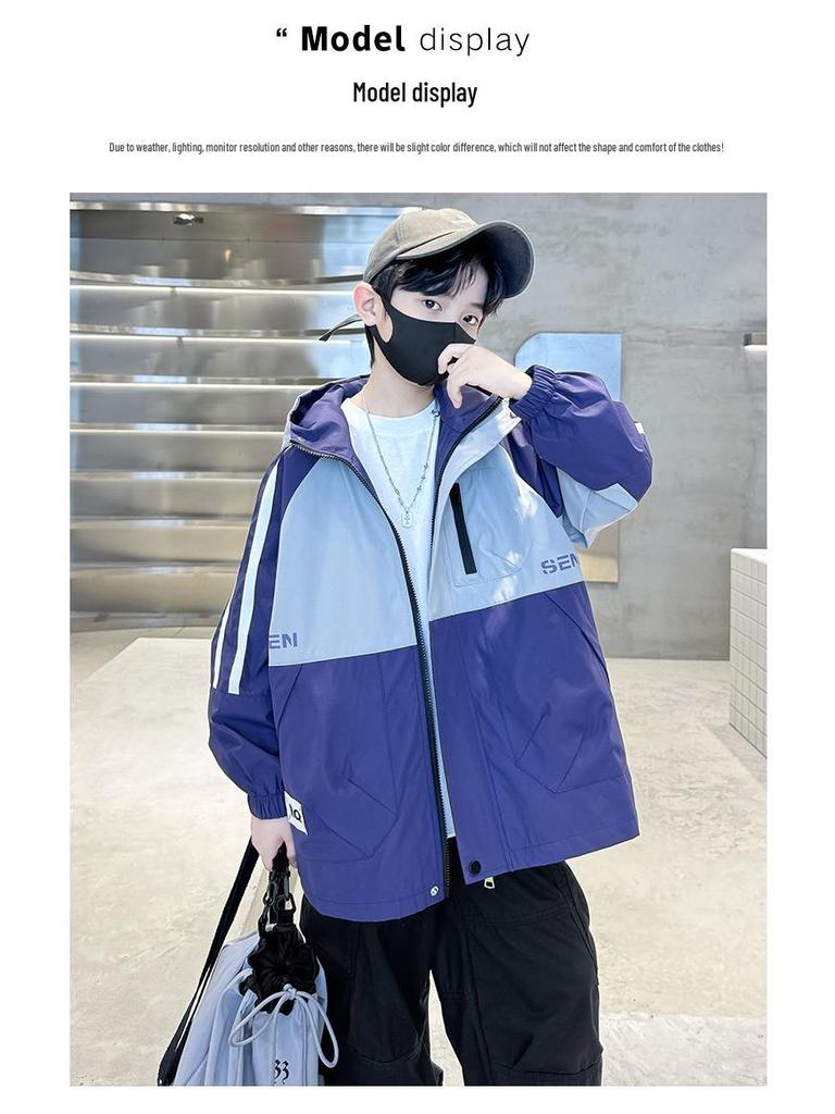 2025 Boys' Spring & Autumn Windbreaker: Trendy Jacket for Middle & Big Kids