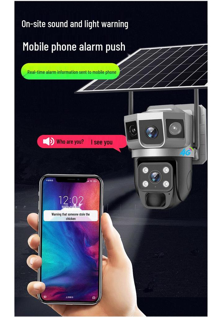 V380 Solar-Powered 4G Outdoor Camera with Dual-Light Night Vision and Low Power Consumption