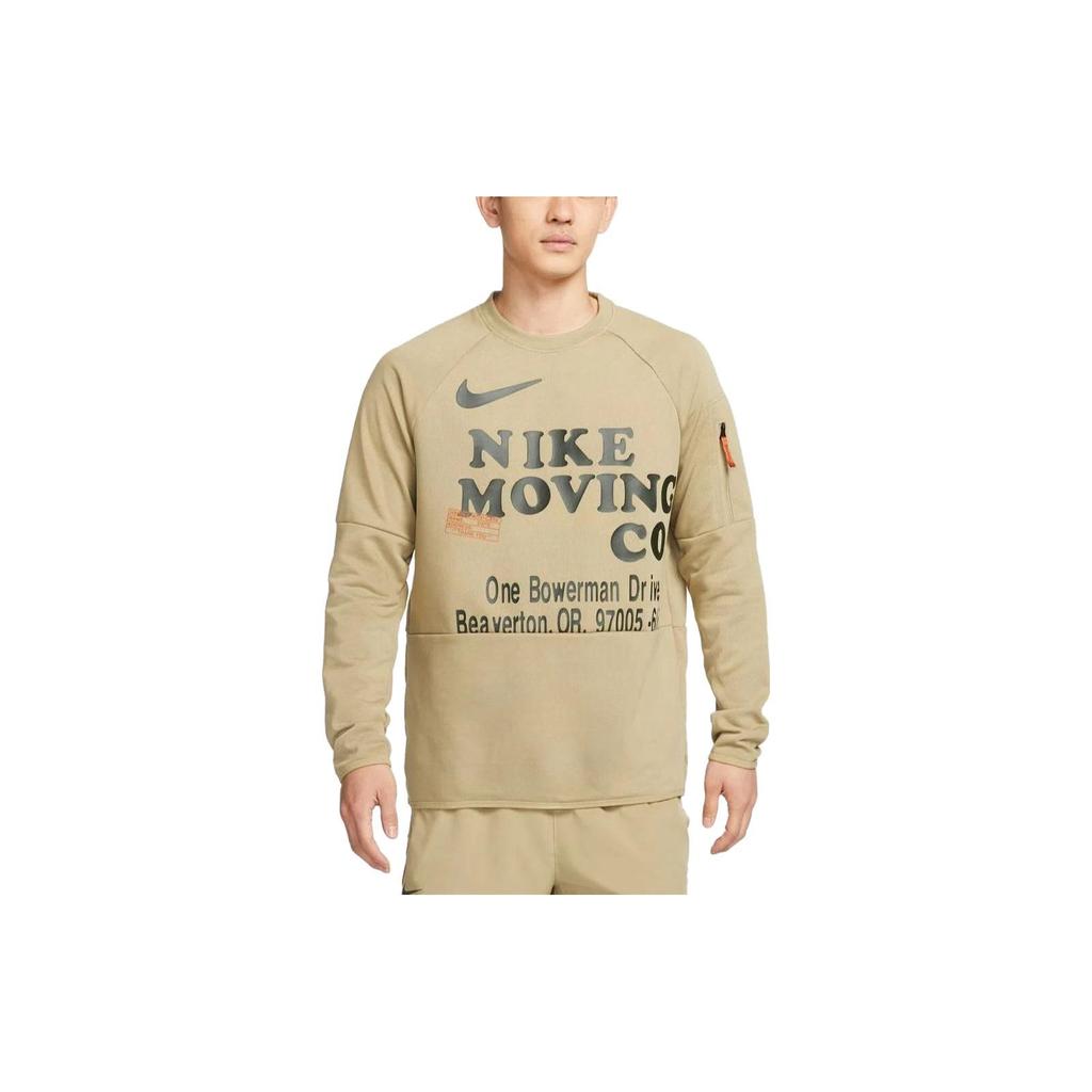 Nike Dri-FIT Letter Round Neck Casual Long Sleeve T-Shirt Men Tops Khaki DX0902-276