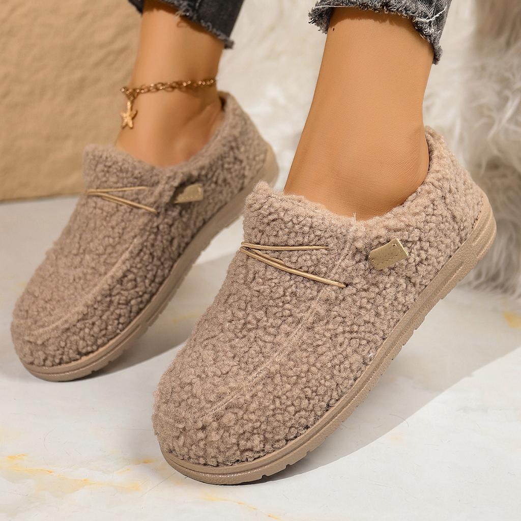 Warm Cotton Shoes 2025 Winter New Elastic Band Plus-size Flat Slip-over Women's Shoes