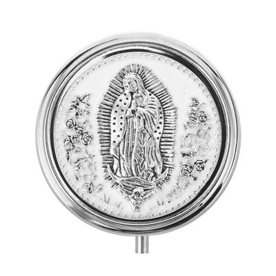 Katholische Rosenkranzschatulle Rosenmuster Metall Schmuckorganisator Gebetsperlen Halskette Religiöses Andenken Weiße Religiöse Schmuckschatulle