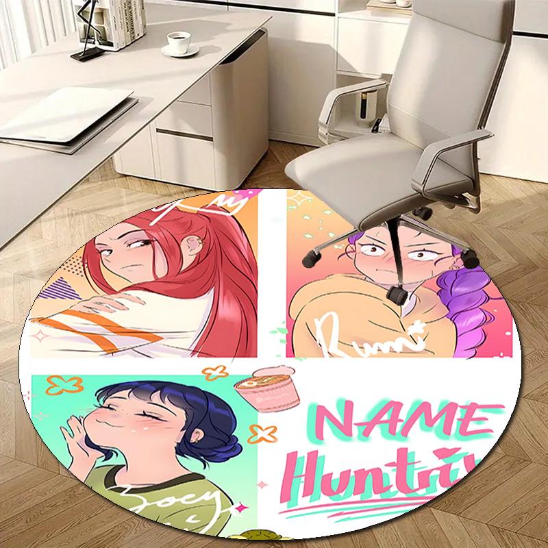 Personalized K-KPop Demon Hunters Round Chair Office Rug - Perfect for Mat, Office Chair & More - Ideal Gift for Birthdays and Holidays