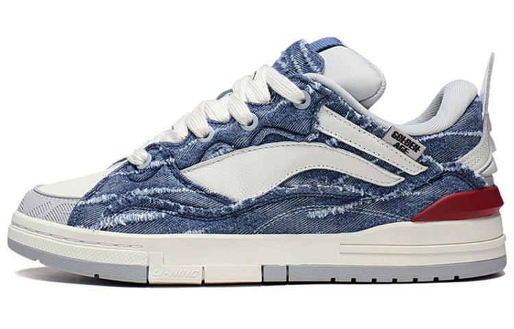 Li Ning Wave Golden Низкие Скейтбордические Кроссовки Мужские Сине-Белые AECS073-10 43