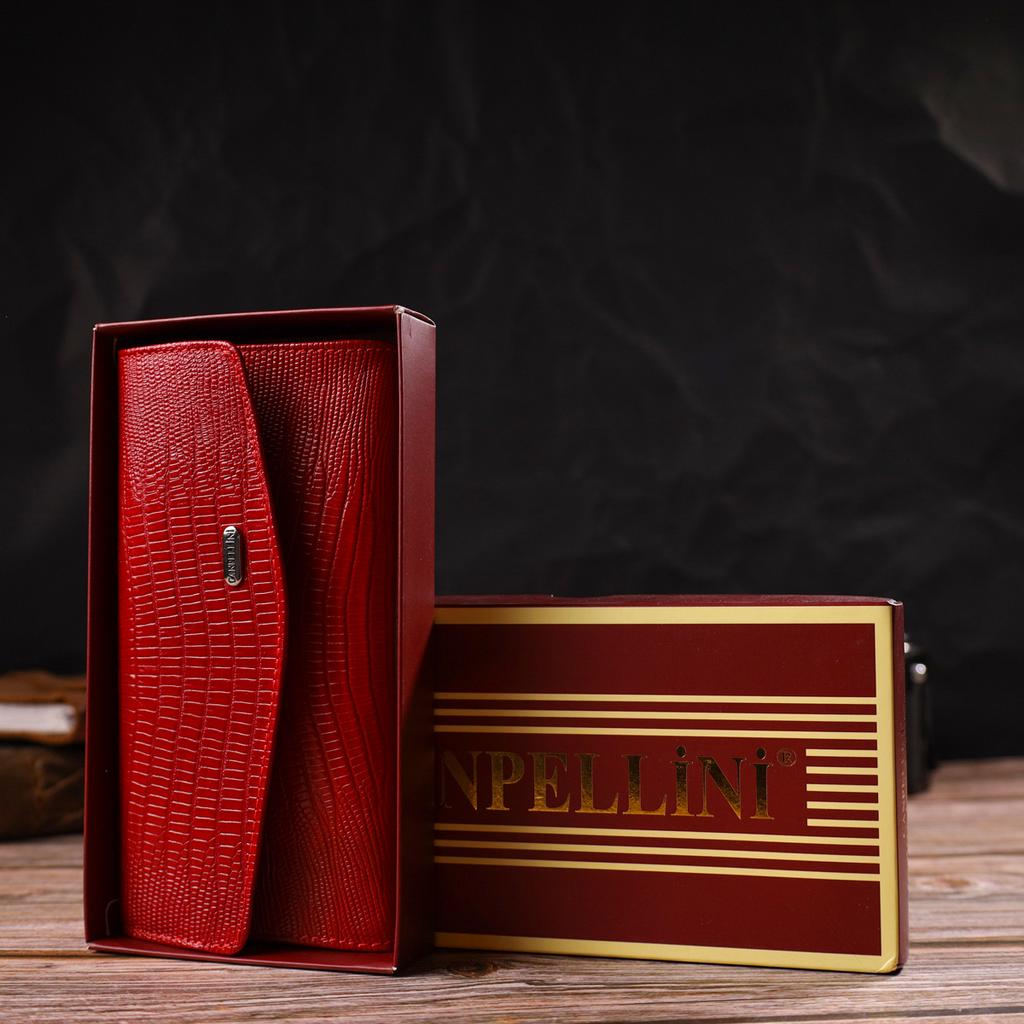 Texturerad damväska gjord av äkta läder med prägling CANPELLINI 21698 Röd