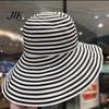 Damen Sonnenhut Gestreifter Druck Breiter Rand UV-Schutz Blockierend Leicht Atmungsaktiv Sommer Strand Schale Vielseitiges Accessoire Tägliches Tragen