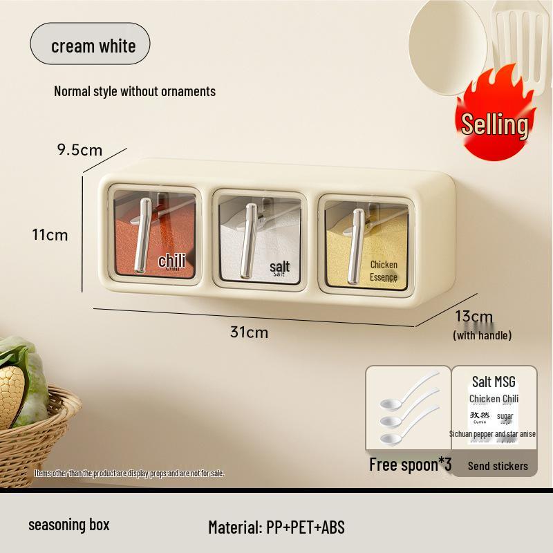 Wall-Mounted Punch-Free Spice Box Set: Multifunctional Kitchen Seasoning Jars