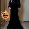 Retro Fur Trim Patchwork Bodycon Coat & Velvet Long Skirt Set - Elegant, Warm, Autumn/Winter Fashion.