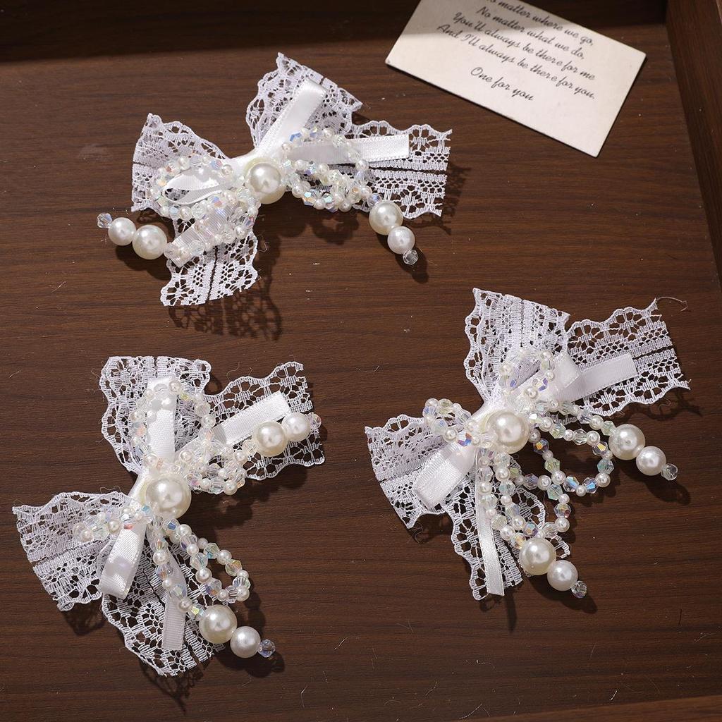 Lolita Lace Bow Pearl Hair & Clothing Accessories Set