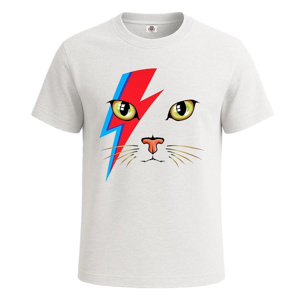 Meowie bowie cat retro kitty cat funny glam mens t shirt funny party shirt top 2XL