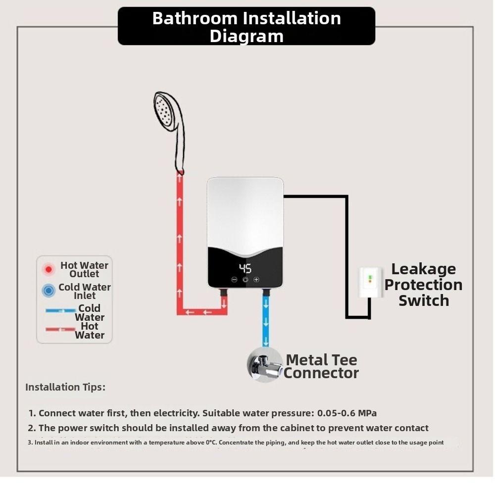 Quick Heating Instant Electric Water Heater Water Heating Device  Bathroom Use