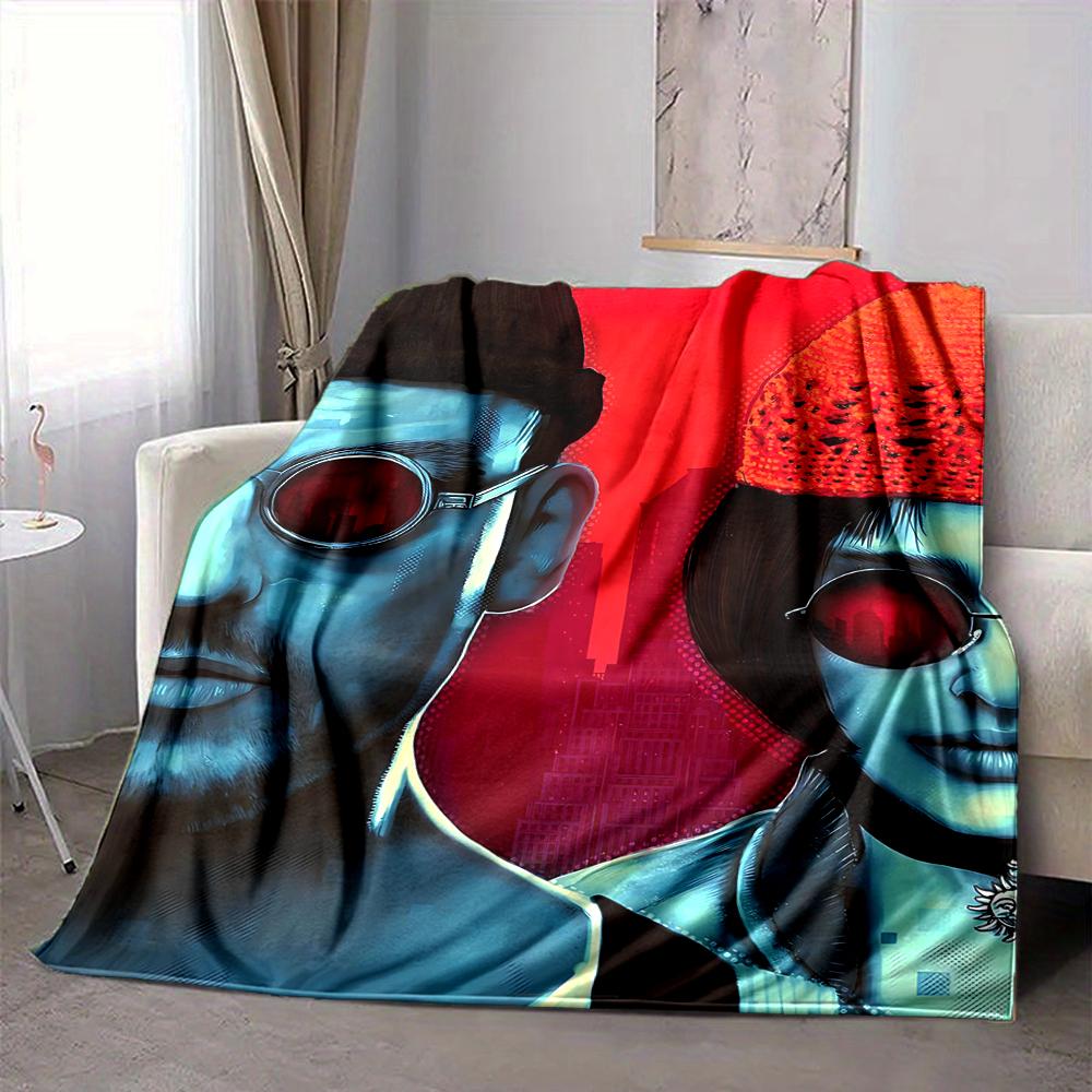 1Pc Cyberpunk Fashion Flannel Blanket, Soft And Comfortable, Casual Warm, Camping Travel, Christmas, Halloween Xmas Gift N157