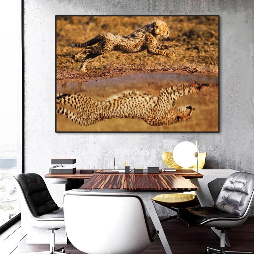 1pc frameless Canvas MINDSET IS EVERYTHING Motivational Poster Lion Tiger Wolf Animal Wall Art Canvas Print fo