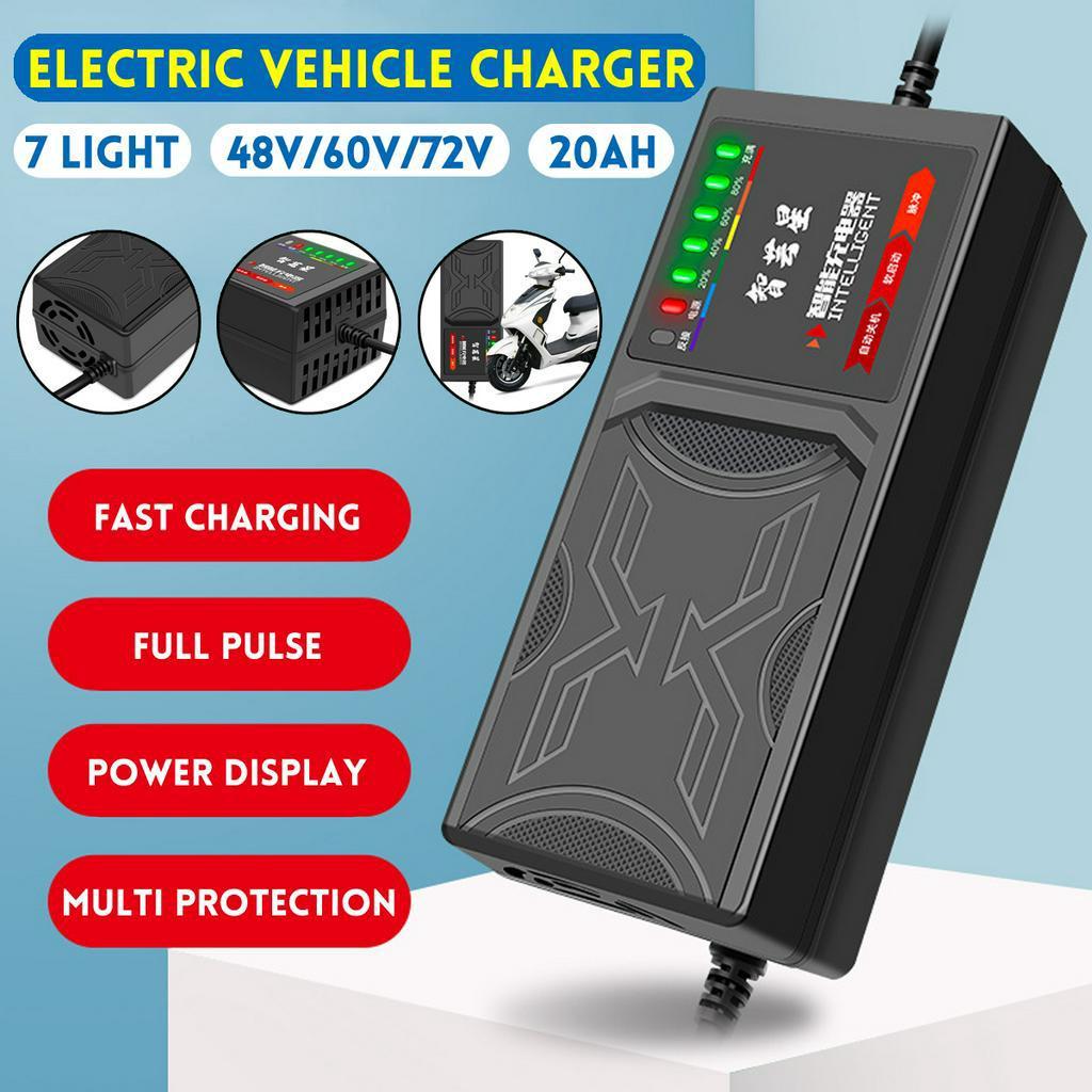 Black 200V-220V 50Hz Electric Vehicle Charger With 7 Light Display Power Display Current Protection/ Leakage Protection/full Pulse