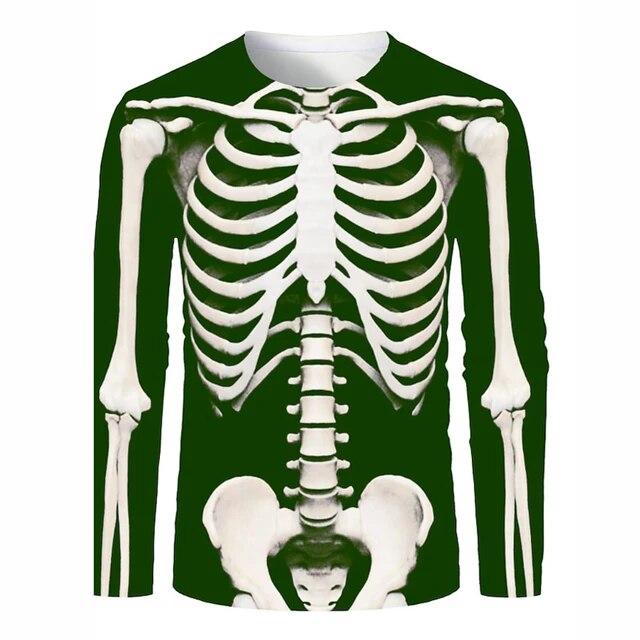 Bărbați Stradă Vintage Top supradimensionat Decolteu cu mânecă lungă Îmbrăcăminte Tendință Imprimată 3D Craniu Model Moda cu mânecă lungă Mărimea S-6Xl