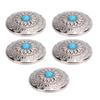5 Sets Screw Back Button Silver Flower Blue Turquoise 30mm Round Shape Conchos with 4.5mm Screws for Leather Crafts