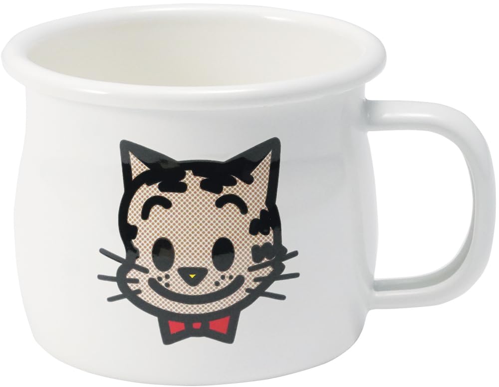 Toyo Horo OSAMU GOODS Gesicht Emaille Tasse, Katzendesign Größe: Körper: Ca.. B11.8 T9.2 H8.3 / Paket: Ca.. B12.1 T9.5 H8.8 OG-14