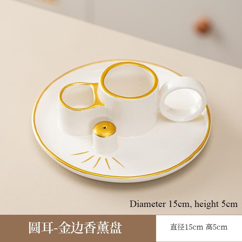 Ceramic Incense Burner Candle Holder Aromatherapy Candlestick Holder Sage Tray Holy Wood Burning Stand Incense Ash Collector
