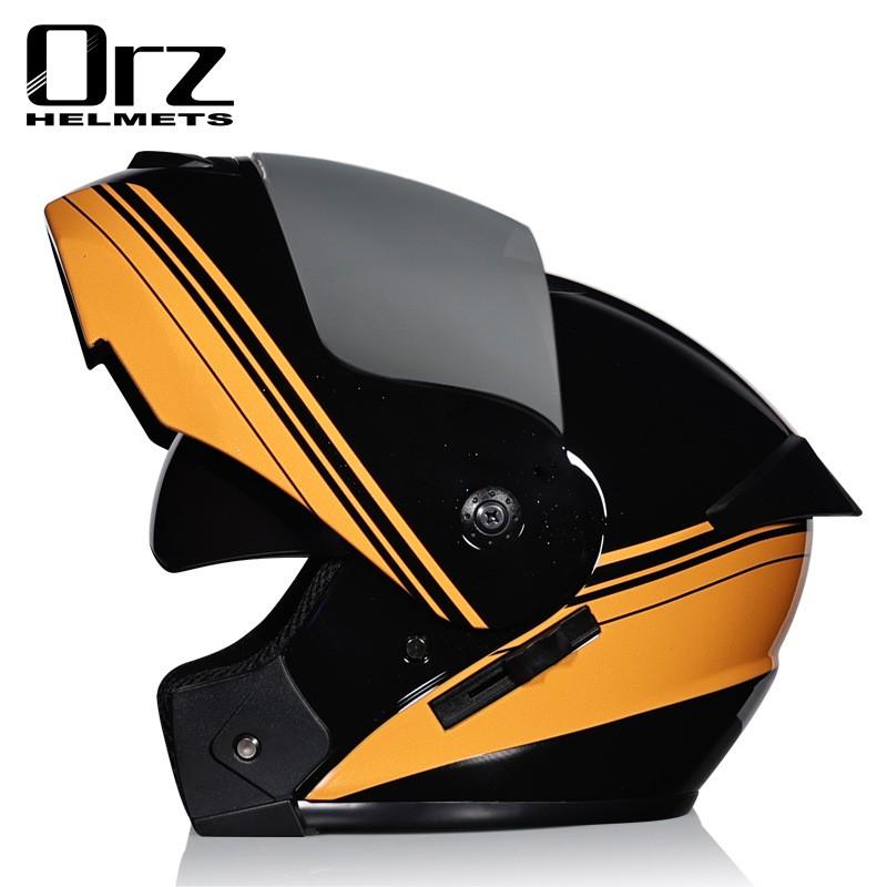 Dual Lens Flip-Up Full Face Motorcycle Helmet Men Women ABS Safety Gear Racing Street Riding