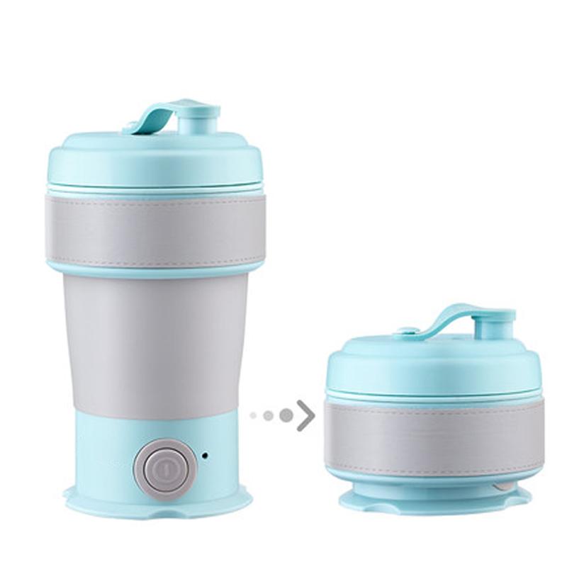 

Портативный складной электрический чайник 450 мл, силиконовый мини-нагреватель для чайника синий