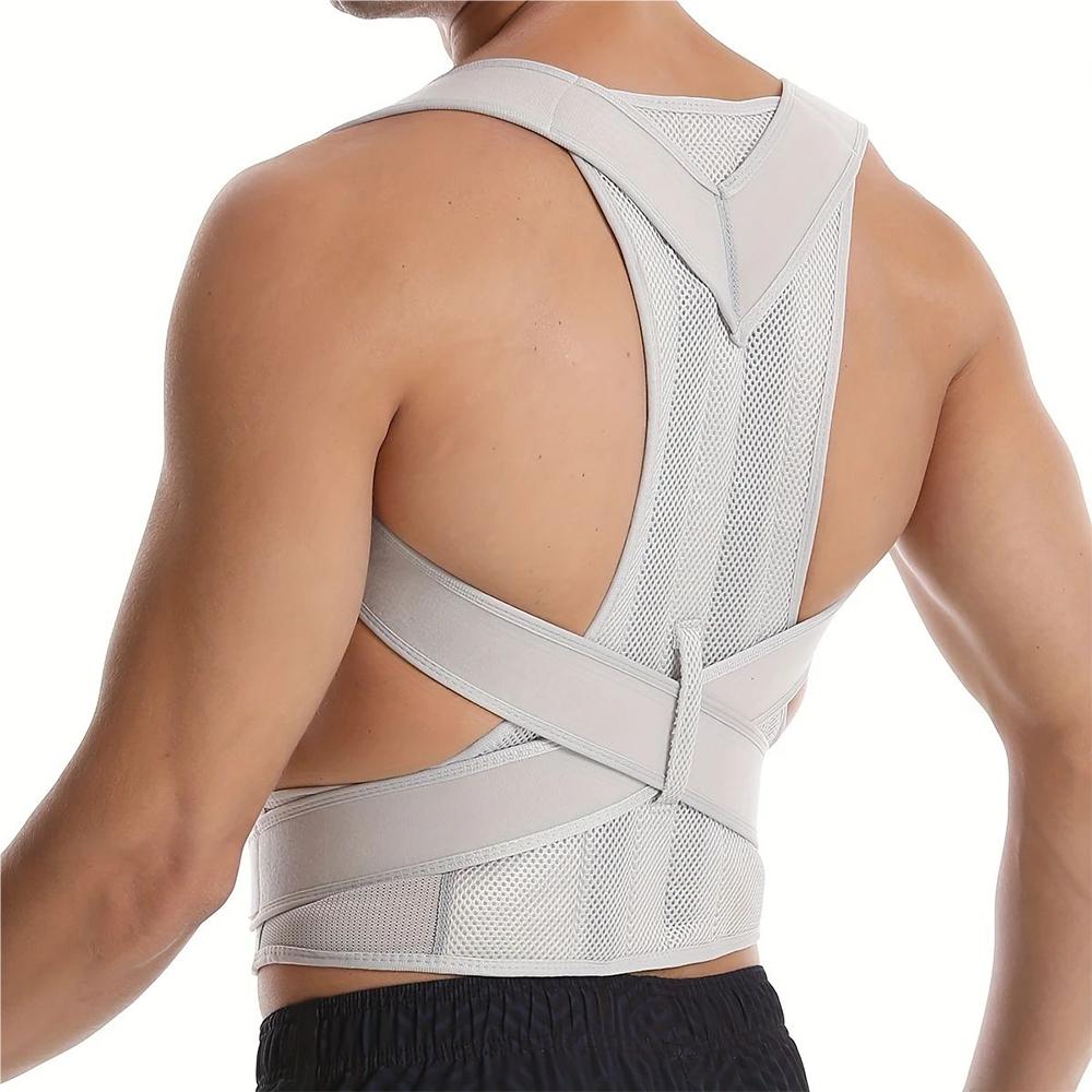 

Posture Corrector for Women & Men, Invisible Full Back Support Brace with Breathable Mesh, Shoulder Straightener for Back Relief S серый