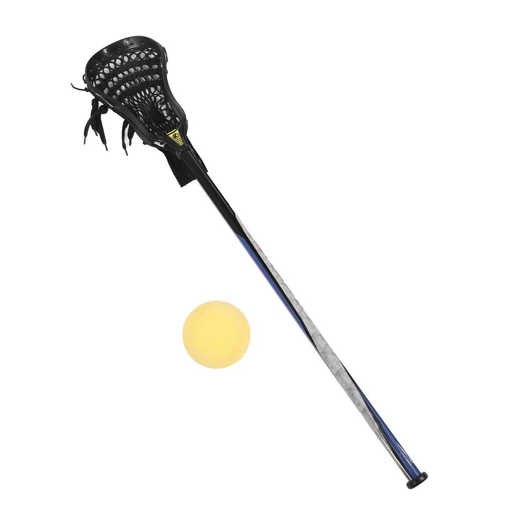 Boys Lacrosse Stick Set Complete 30in with Ball Non Falling Tail Cap Outdoor Team Sports Player Equipment Black Mesh