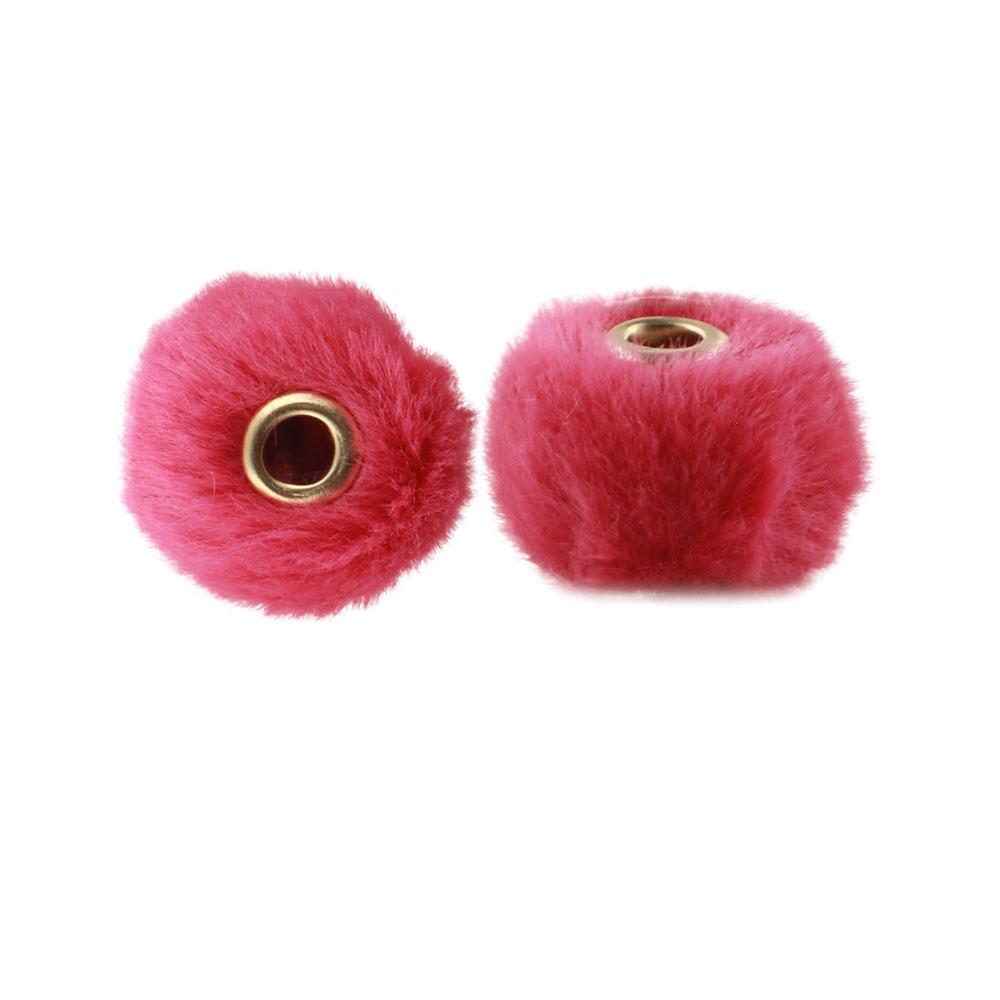 20Pcs/lot 20MM Pompom Beads Plush Fur Covered Ball Bead Charms Straight Hole Big Hole Spacer Beads For Handmade Jewelry Access