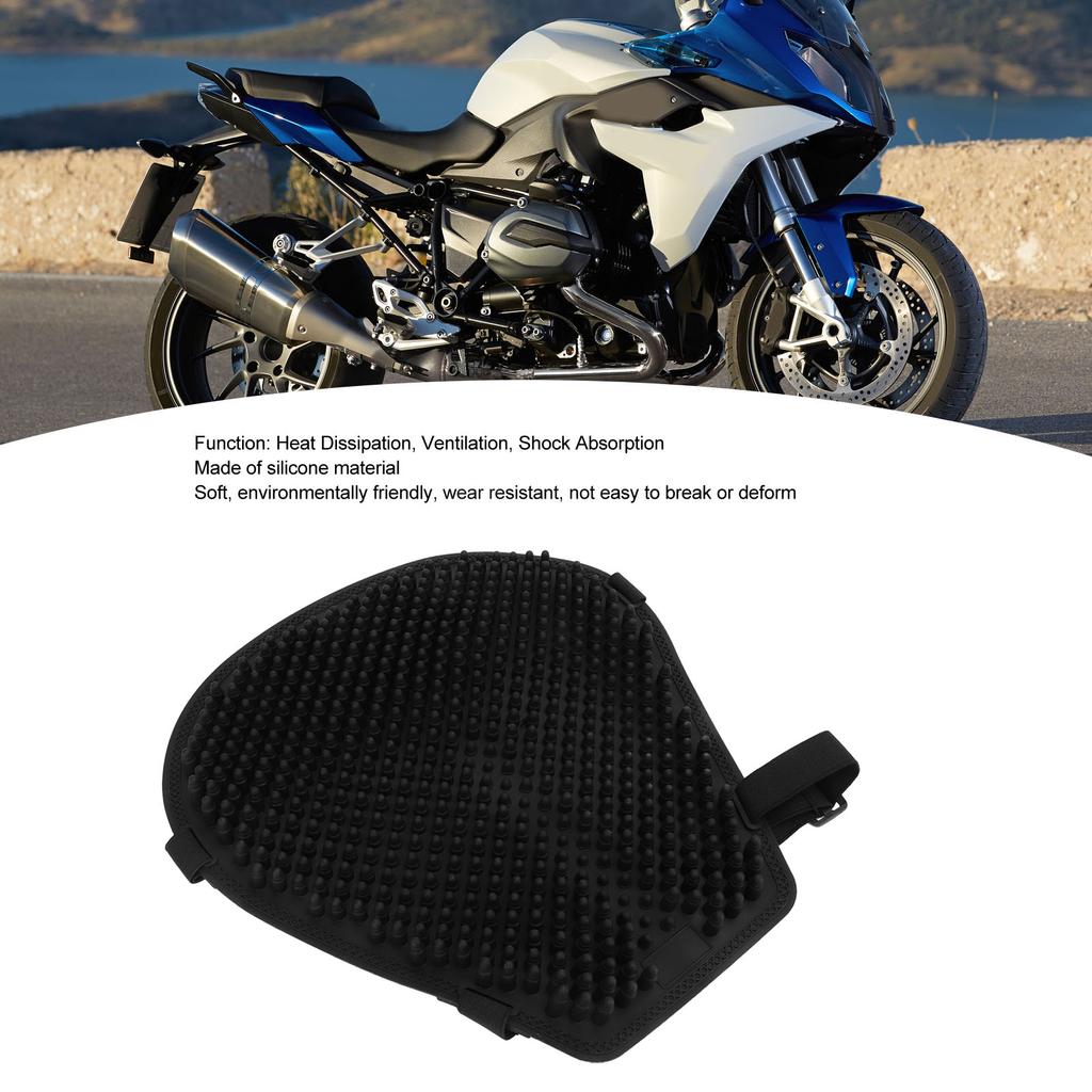 Motorcycle Gel Seat Cushion Cooling Down Shock Absorption Pressure Relieve Universal Black Seat Cover