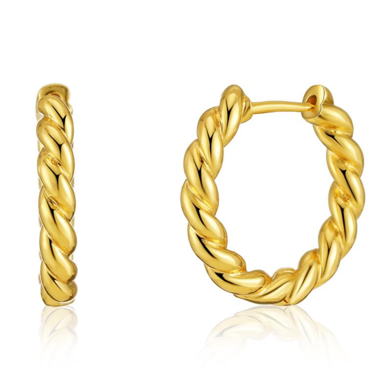 Twisted Braided Hoop Earrings Women Niche Minimalist Design 18k Plated Circle Ear Jewelry