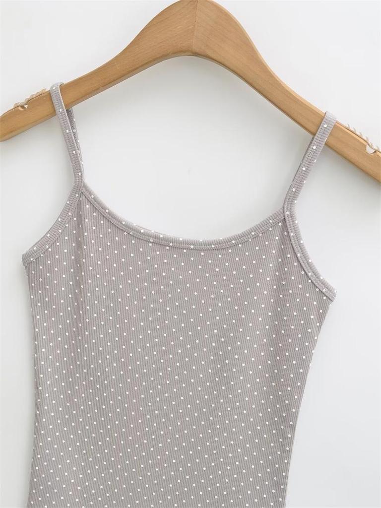 Stylish Elastic Polka Dot Slim-fit Sleeveless Camisole