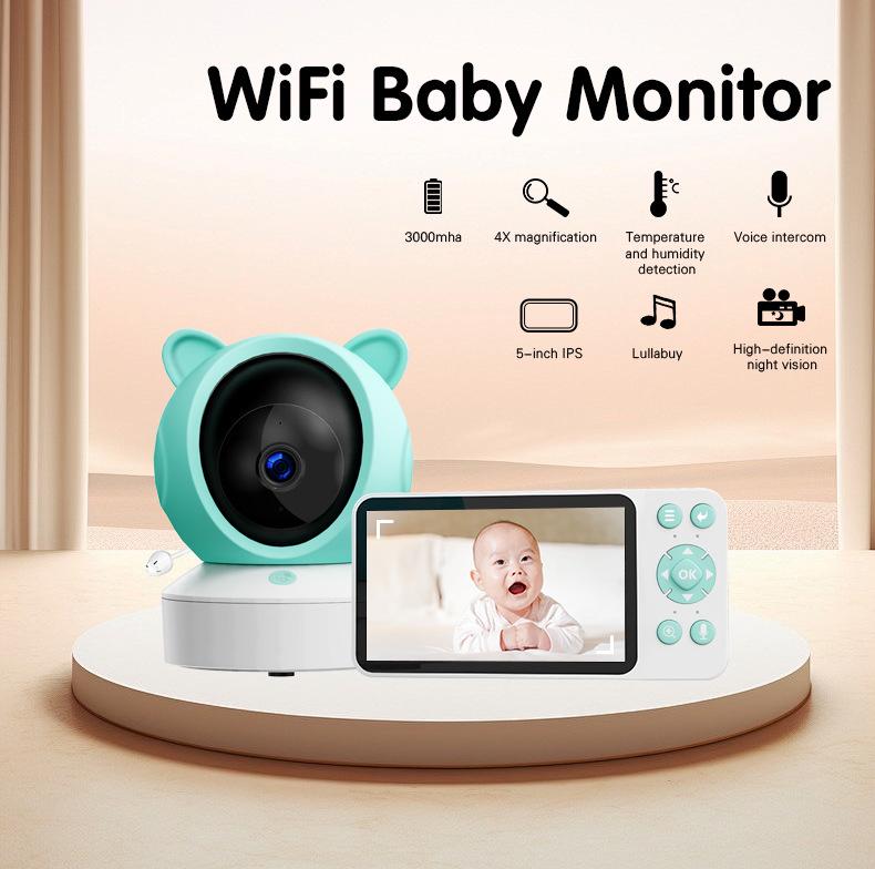 5-Inch Tuya Wireless WiFi Baby Monitor with Voice Intercom