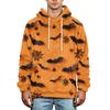 Men's Fall Winter Halloween Print Plus Size Hooded Flannel Sweatshirt Casual Trendy Streetwear
