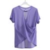 Bamboo Yarn Cool and Dry Loose Yoga Cover Shirt for Women with Hollow Out Lightweight Quick Drying Short Sleeved T-shirt Loose Cover Shirt