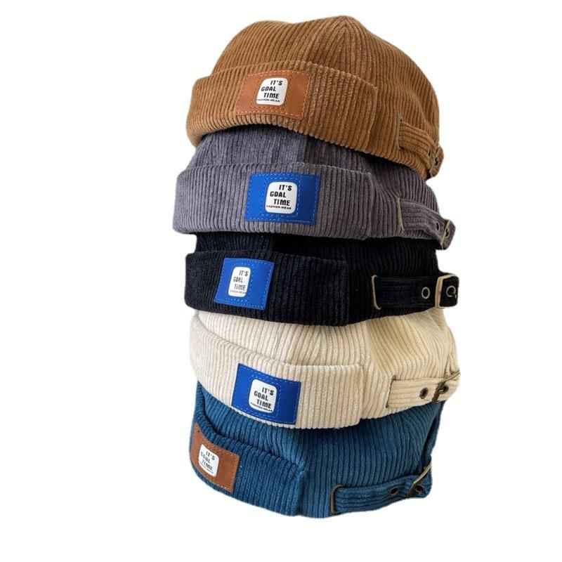 Hat men's tide early autumn retro corduroy landlord hat versatile melon fur hat women's literary hip-hop hat