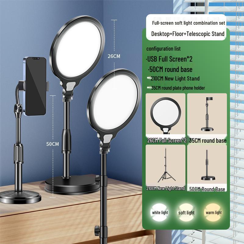 LED Shadowless Desktop Beauty Light: Full Screen Round Flat Panel for Indoor Photography