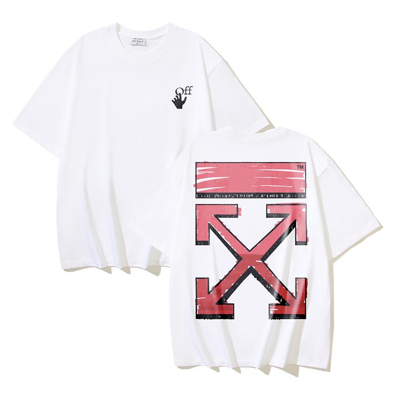 Off-White 2026 Summer New Graffiti Arrow Pattern Printed Short Sleeved T-shirt for Men and Women